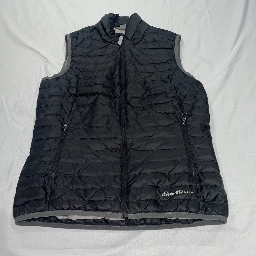 Eddie Bauer Travex EB700 Down Vest Womens XS Black Quilted‎ Puffer Sleeveless